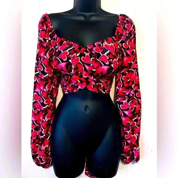 Madden NYC Tops - Madden NYC: LS Crop Top w/ Tie Back & Padded Bralette Juniors Sz M